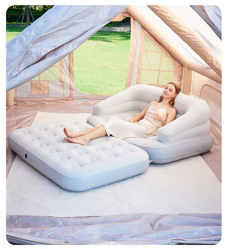 Thickened Flocking Double Inflatable Sofa Bed with Multifunctional Pad