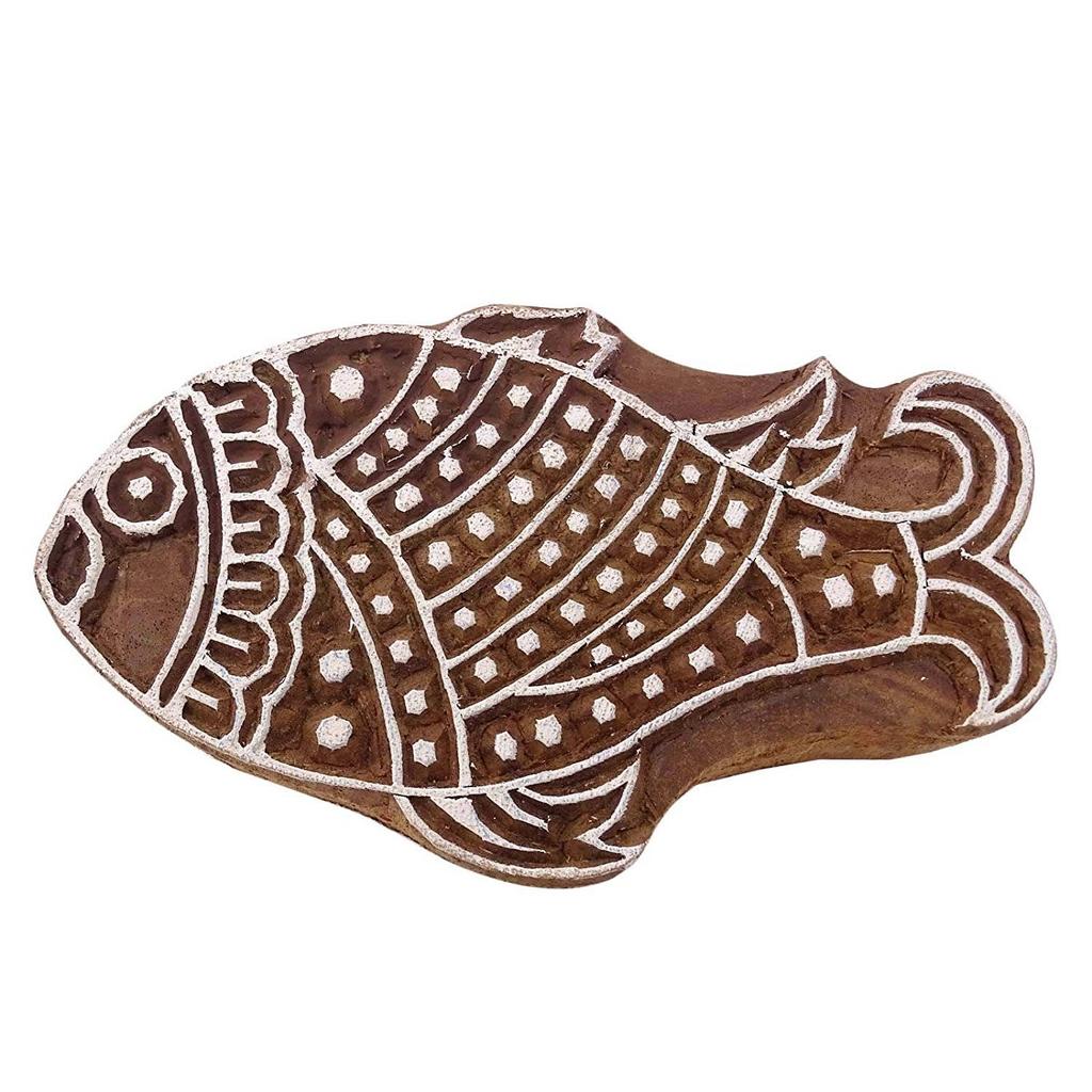 Decorative Wood Printing Block Indian Wooden Brown Hand Carved Textile