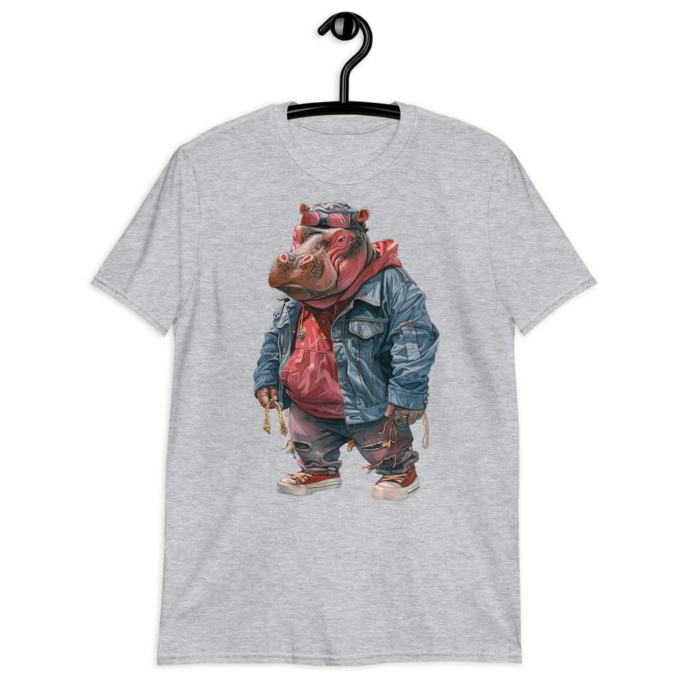 

Hip Hop Hippo Graphic Short-Sleeve Unisex T-Shirt | Street Style Tee 4XL