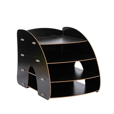 Desk File Organizer Desktop 4 Tiers Wood Vertical Standing Holder Storage Rack Mail