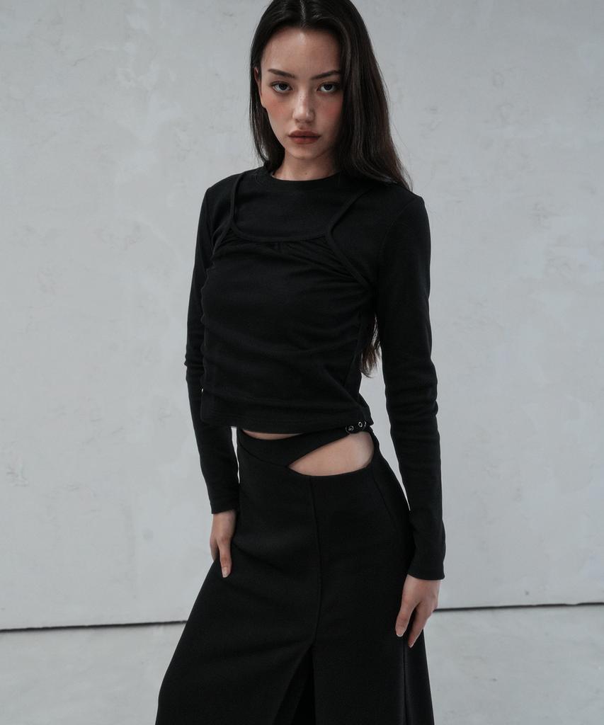 Viva Sers Sie Waist Belt Long Skirt Black