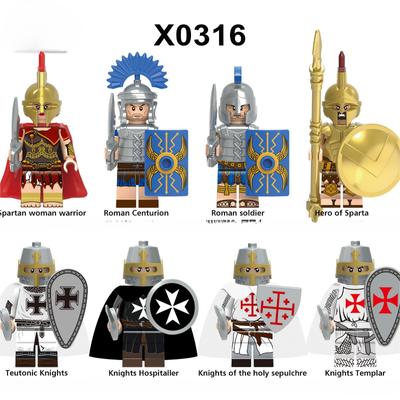 Medieval Military Cavalry Figures Roman Soldier Warrior Building Blocks Parts Knight Weapons Accessories Toys for Kids