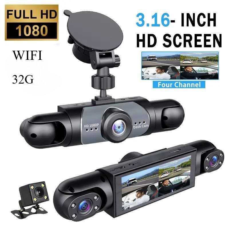 Dashcam a 4 Lenti: Registrazione HD 1080P (Anteriore, Posteriore, Sinistra, Destra) & Vista posteriore