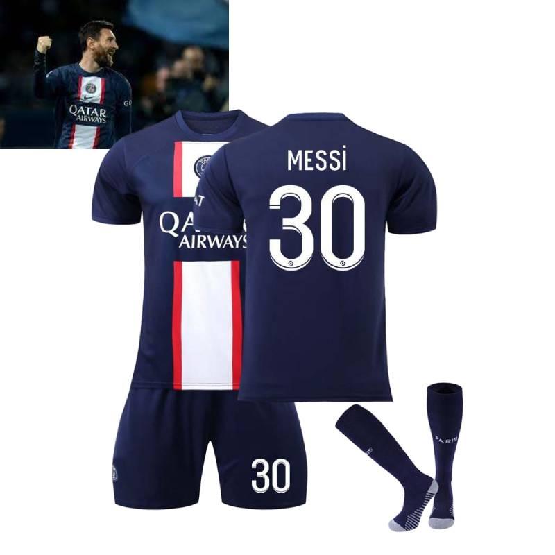 Paris Home Jersey Set Messi 30 Mbappe 7 Neymar 10 Polyester Soccer Kit