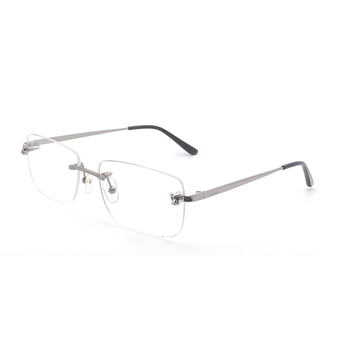 

RSINC Imported Rimless Metal Eyeglasses for Men – Silver-Black Frame (CT01480 002 Silver-Black Rimless Metal Glasses Metal Eyeglasses A2