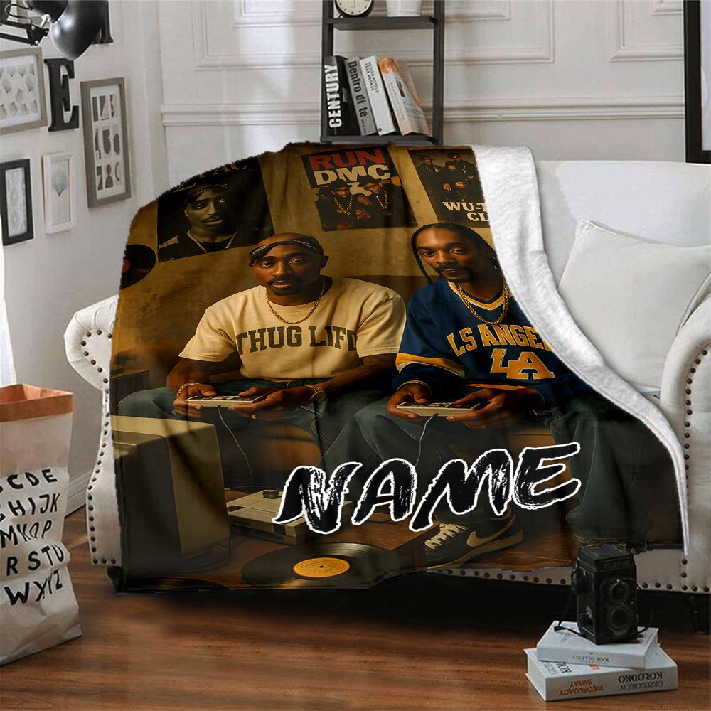 Tupac Snoop Dogg Gaming Room Posters Four Seasons Blanket Customized With Your Name Lightweight And Warm Perfect Gift For Home Office Camping Sofa