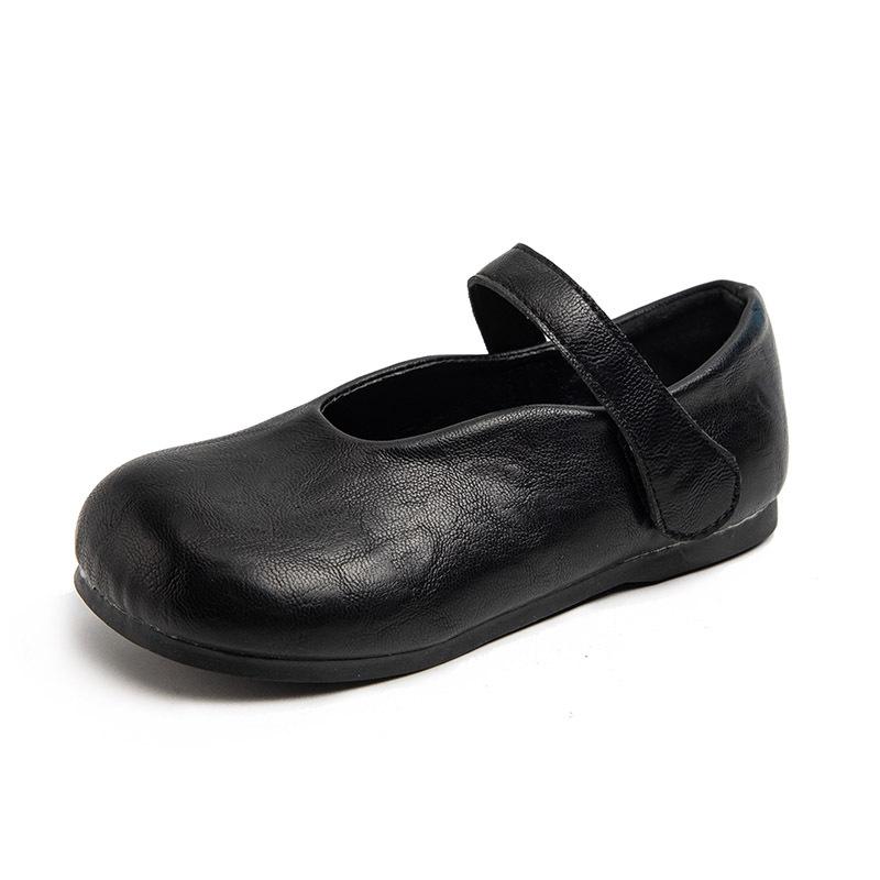 New Korean Style Girls' All-match Round-toe Soft-soled Leather Shoes for Spring and Autumn