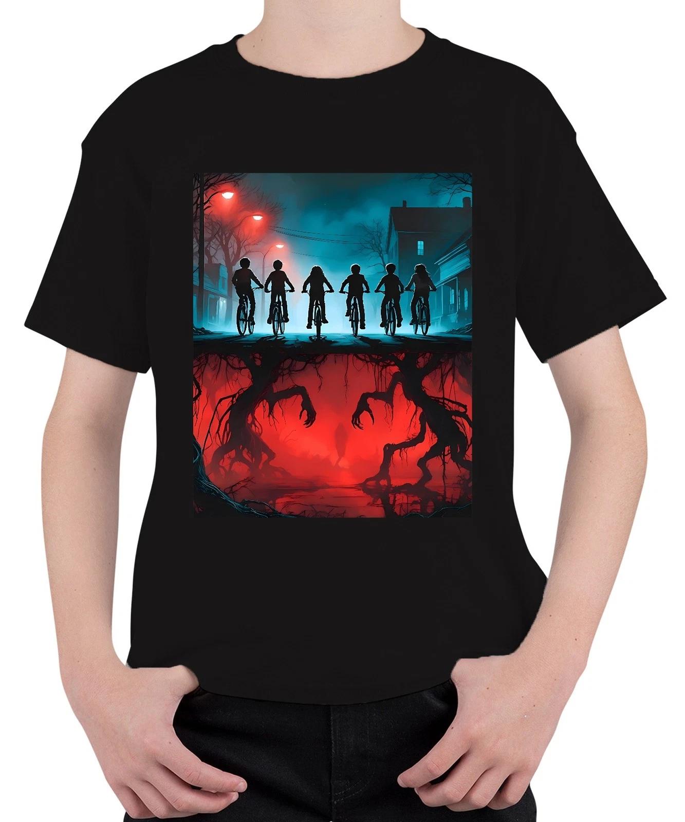 Upside Down Kinder Fahrräder Horror 80er Retro Mystery Hawkins Unisex Kinder T-S XXL