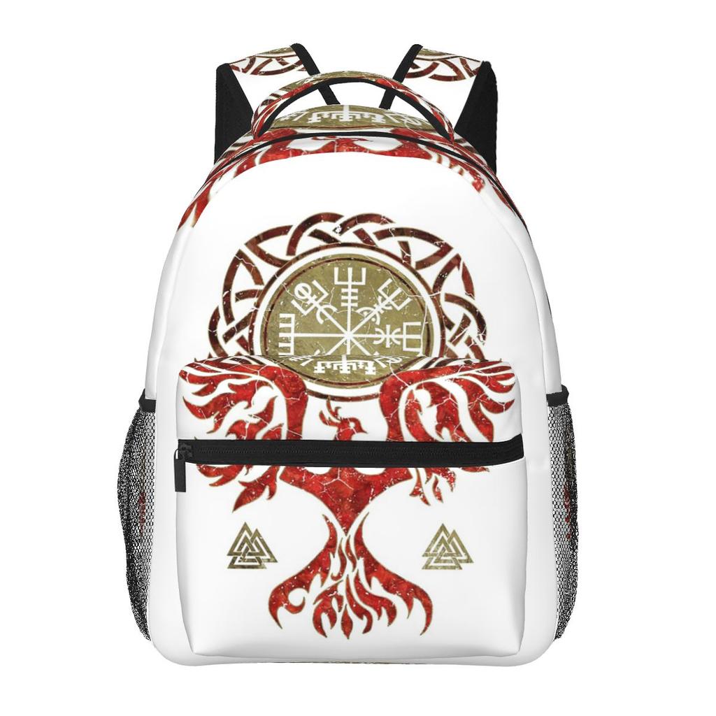 World Serpent Jormungandr Viking Runic Compass Student Backpack School Bag Hiking Daypack for Men Women Bookbag Shoulder Bags