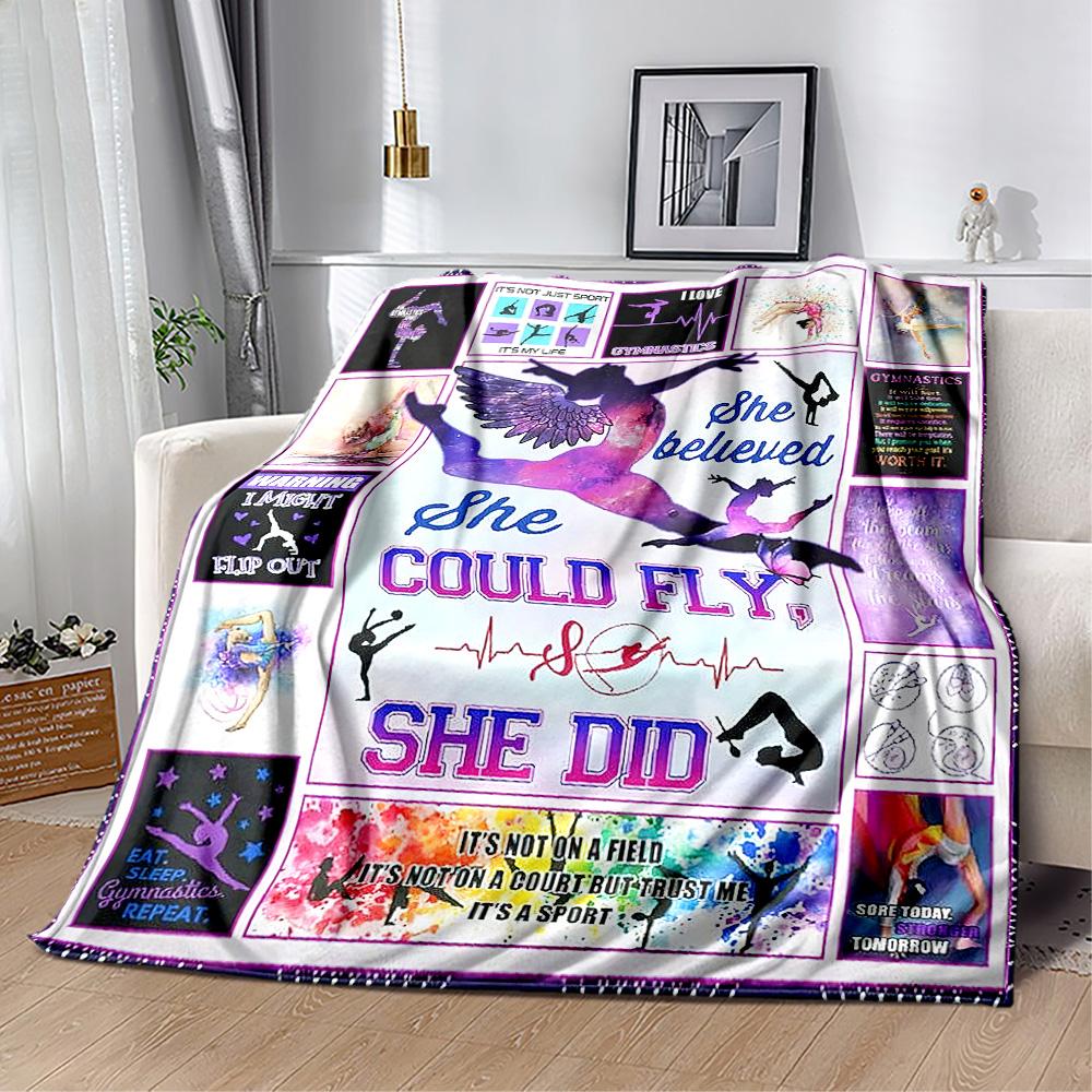 Gymnastics Art Quotes Blankets Are Suitable for Living Rooms, Bedrooms, Camping, and Other Places, Making Them an Ideal Choice for Gifts.
