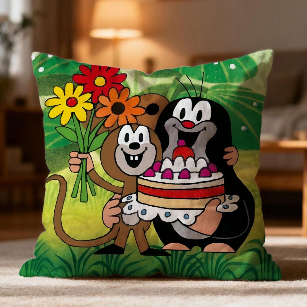 Fashion T-Tthe Little Mole Cushion Cover Soft Washable Pillow Case Multi-Scene For Couch Bed Travel Office Use