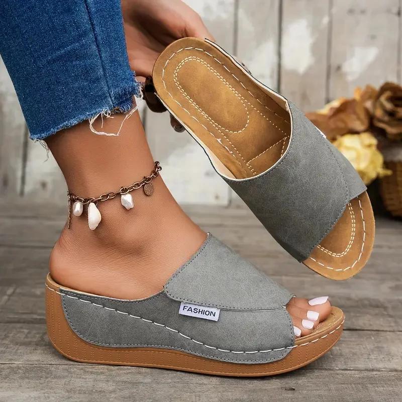 Fashion 2025 Women Slippers Footwear Casual Summer Anti-slip Women Shoes Comfortable Luxury Slippers Heeled Wedges Sandals Slides Women