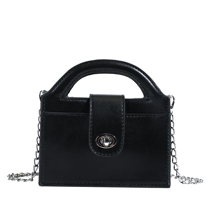 Pu Lightweight Leather Mini Square Bag With Chain School And Casual Occasions