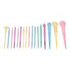 17pcs Makeup Brush Candy Colors Soft Thick Aluminum Tube Cosmetic Brush Kit for Dating Party Outdoor