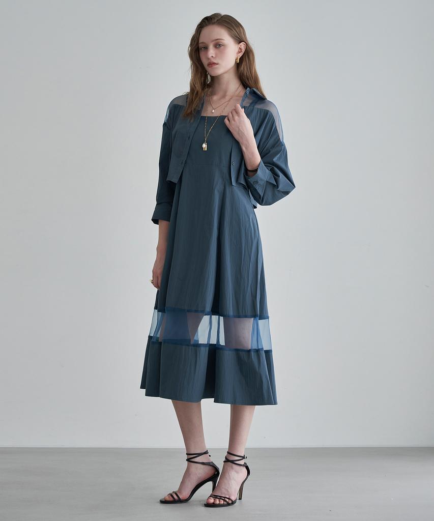 Leni And Mccoy Organza Color Block Shirt Set Dress Mm05Tp002Hjy