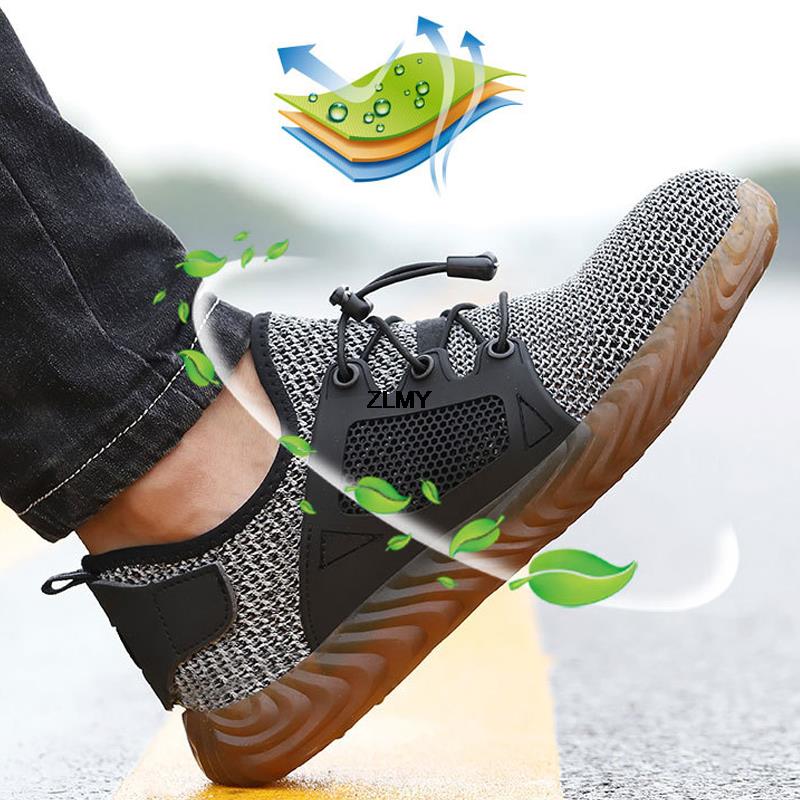 Madingi tinkliniai apsauginiai batai Vyriški vasariniai plieniniai darbo batai Nepramušami, nesudužę Darbo saugos batai Vyriški, kvėpuojantys apsauginiai batai, vyriški