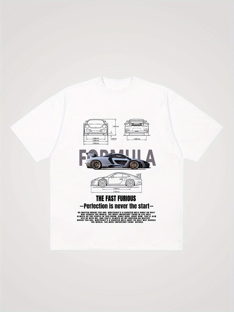 Neues Sommer-Herren-T-Shirt aus 100 % Baumwolle mit lässigem Schnitt und Cartoon-Autos ist perfekt zum Tragen im Sommer