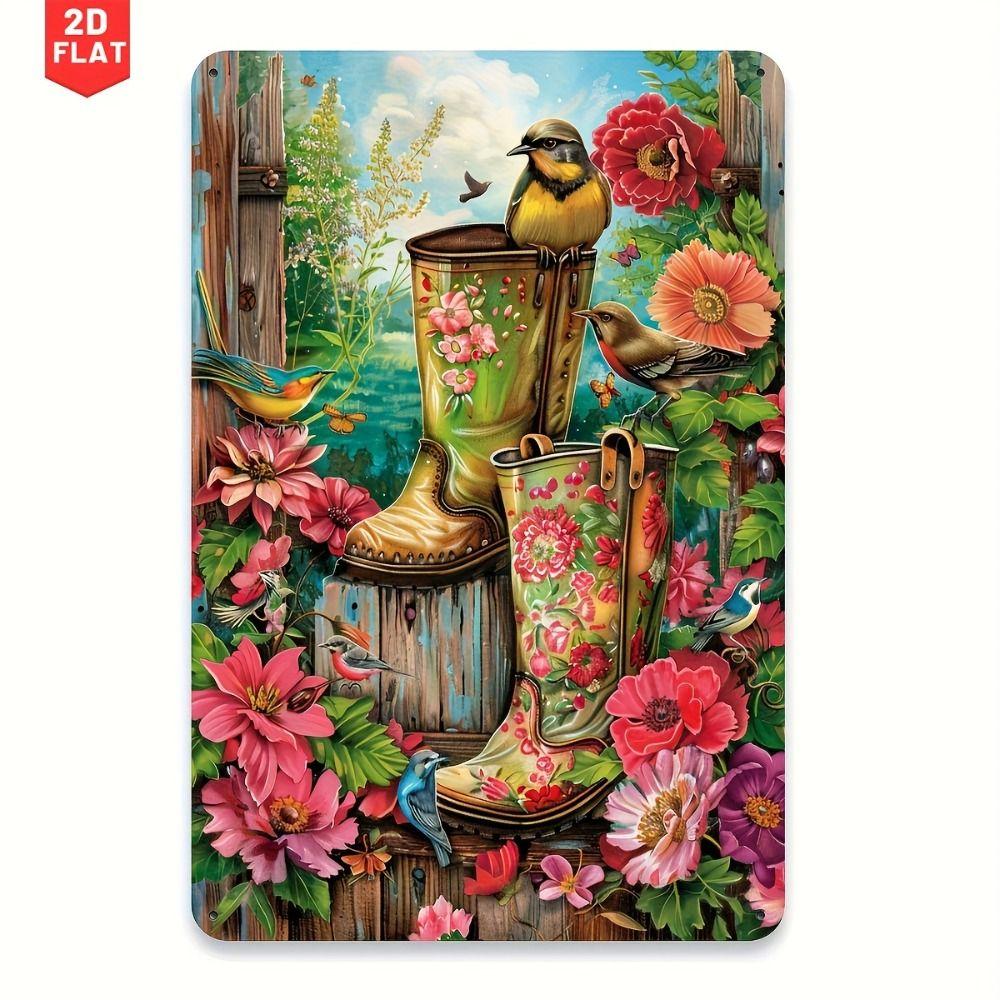 Vintage Metal Tin Sign Easter Bunny with Eggs Wall Decor Home Kitchen 20x30cm