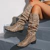 Lady Boots Boots-Women Winter Footwear  Shoes Sexy Thigh High Heels High Sexy 2025 Med Rubber Leopard Cowboy Over-the-Knee Point