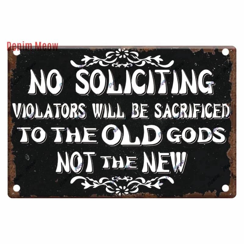 Vintage Witch Halloween Wall Art Poster, No Trespassing Metal Sign, Warning Tin Plates for Gift, Bar Party, Room Decoration WY68