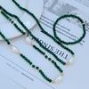 Luxury Commute Green Malachite Natural Baroque Pearl Beaded Bracelet Necklace