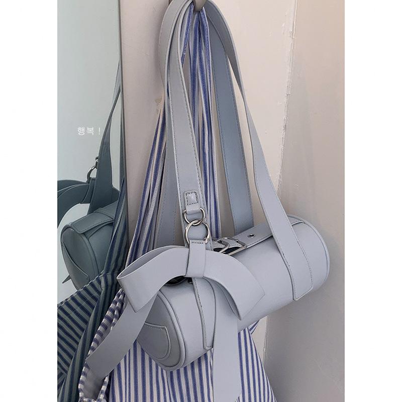 Spring fashion underarm bag women's commuter bag 2025 new pillow bag girl bow tote cylinder bag