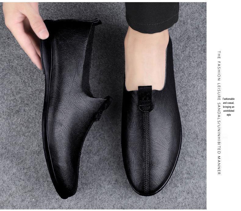 Men's Genuine Leather Lightweight Casual Driving Loafers - Comfortable Slip-on Business Shoes
