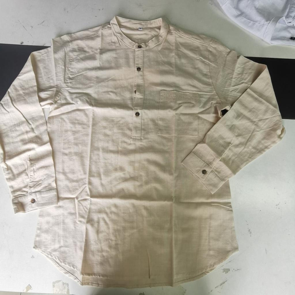 Four Seasons Long Sleeve Loose Button Cotton Hemp Cardigan Shirt Man