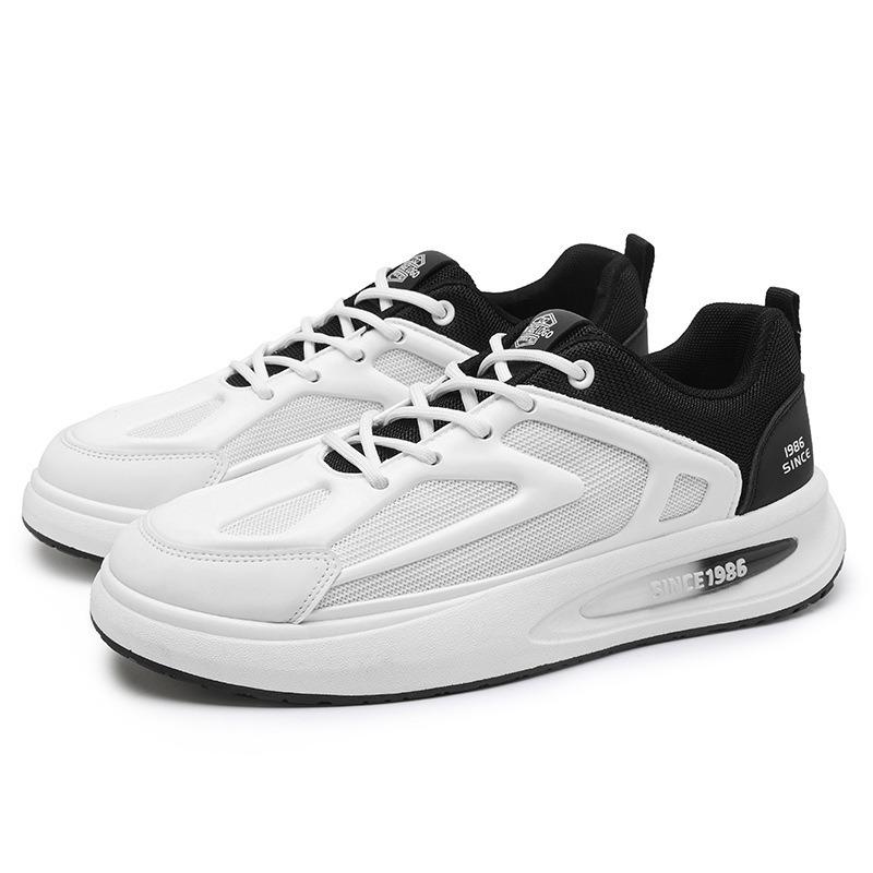 Men's Shoes Summer Breathable Thin Mesh Little White Board Shoes Boys Casual Thick Soles Increase Height Dad