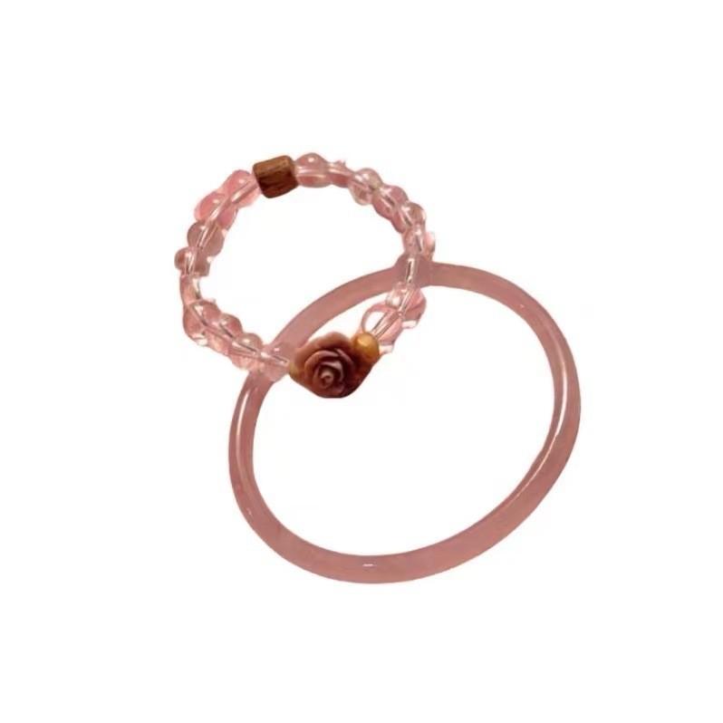 Chinese Elegant New Style Rose Flower Glass Beaded Bracelet For Women Handcrafted Vintage Jewelry Luxury