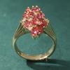 Dazzling Gold Color Inlaid White Red CZ Women's Ring Geometry Hollow Daily Wear Party Jewelry