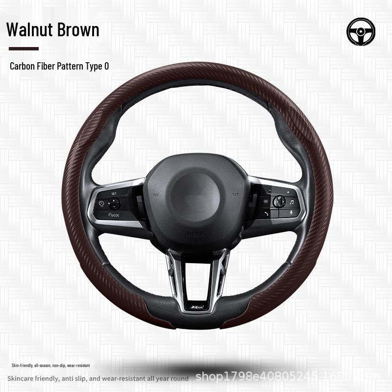 Universal Four Seasons Carbon Fiber Steering Wheel Cover - Non-Slip, Ultra-Thin, Comfortable Grip