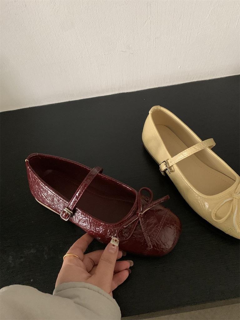 French bow Mary Jane shoes ballet shoes flat shoes Zichun gentle shallow mouth single shoes soft sole