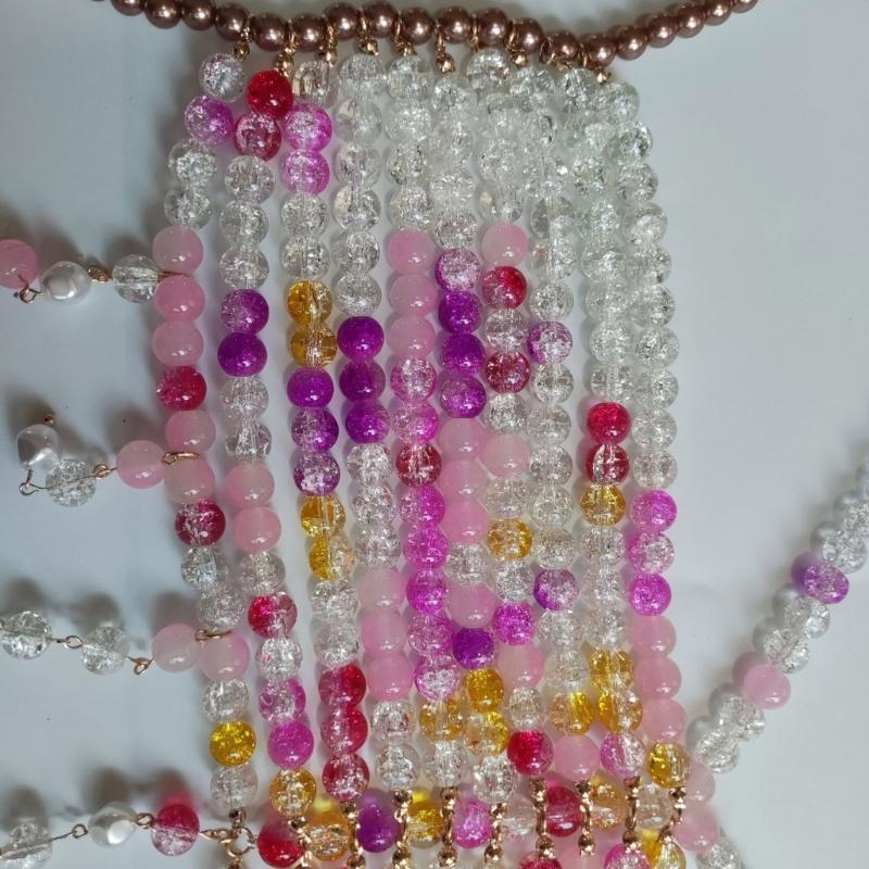 Graduated Colorful Beads Tassels Bralette Body Chain for Women’s Beachwear Beaded Body Jewelry Harness Bustier Bra Top