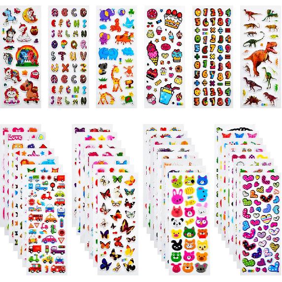 3D Stickers for Kids & Toddlers, 920+ 3D Puffy Stickers 36 Different Sheets Including Animals, Letters, Numbers, Dinosaurs, Cars and More for Boys,