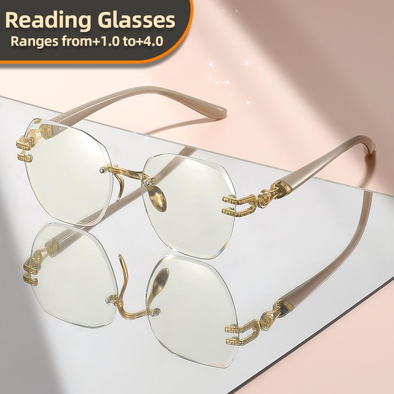 Retro Workplace Style Borderless Reading Glasses Ultra-Clear Lenses Daily Wear Reading Glasses For Reading