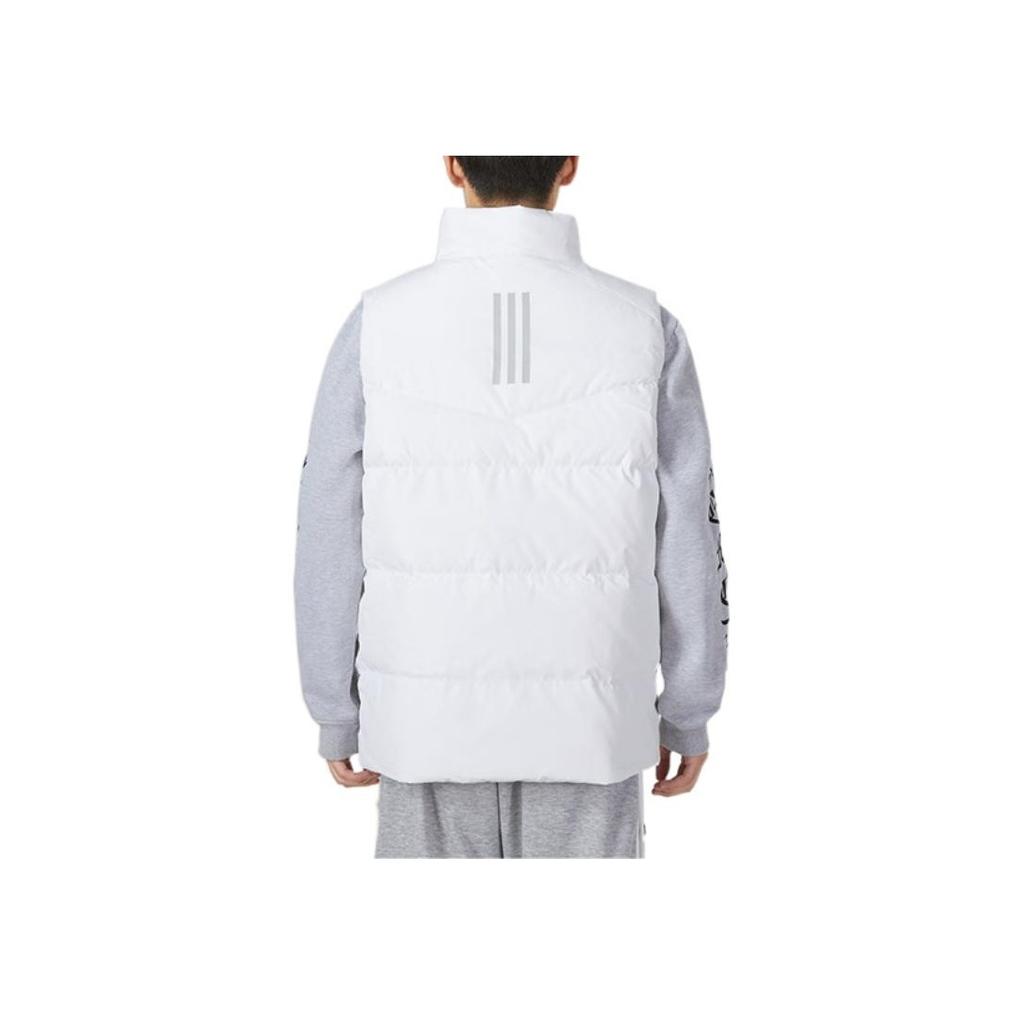Adidas Solid Color Zip-Up Stand Collar Printed Logo Down Vest Men Outerwear White HN4406