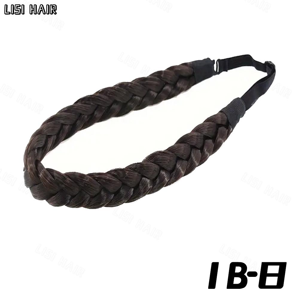 MISSQUEEN Estensioni sintetiche della fascia per capelli intrecciati elastici da 1 pezzo Parrucca classica con trecce larghe e soffici per le donne