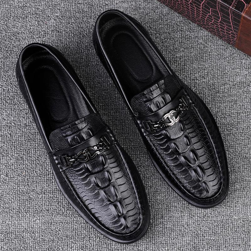 New Crocodile Pattern Summer Loafers Luxury Brand Slip on Flats Genuine Leather Dress Driving Moccasins Casual Leather Footwear