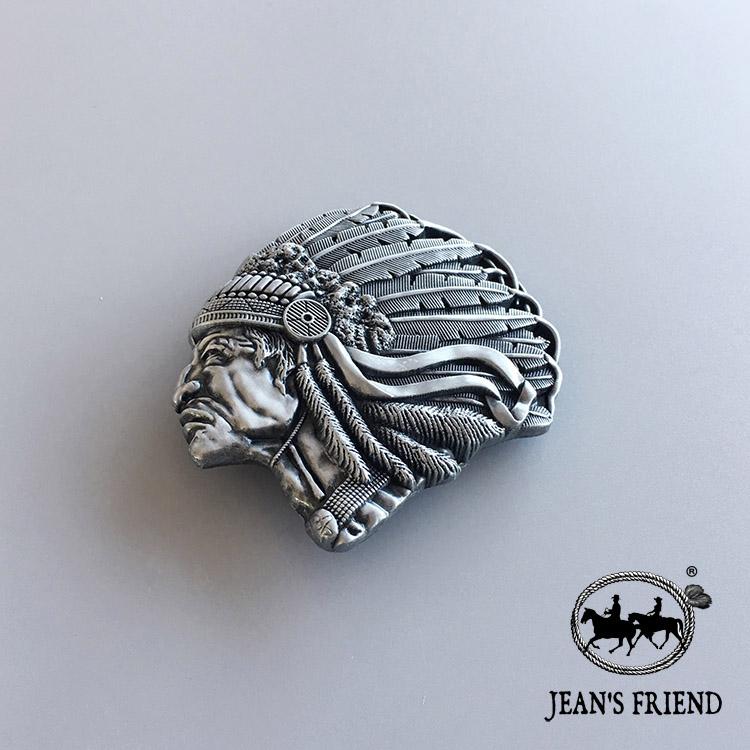 [Jean's Friend] Classic Indian Series Belt Buckle "Indian Chief Profile"