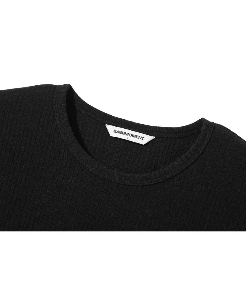 BASEMOMENT Muscle Fit Ribbed T-Shirt Black
