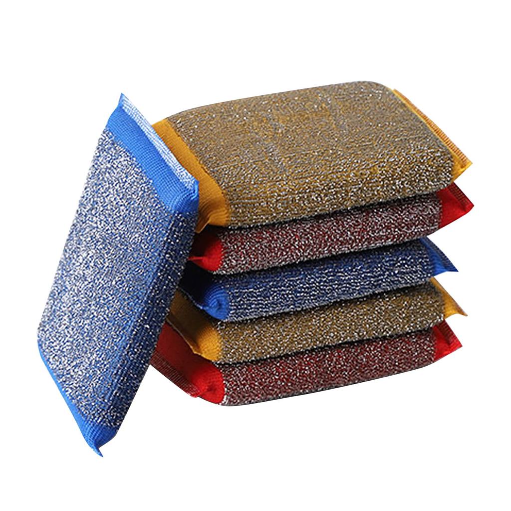 Reusable 6pcs Stainless Steel Sponge Wiping Sponge Kitchen Wiping Pot Artifact Cleaning Cloth Steel Ball Scouring Pad
