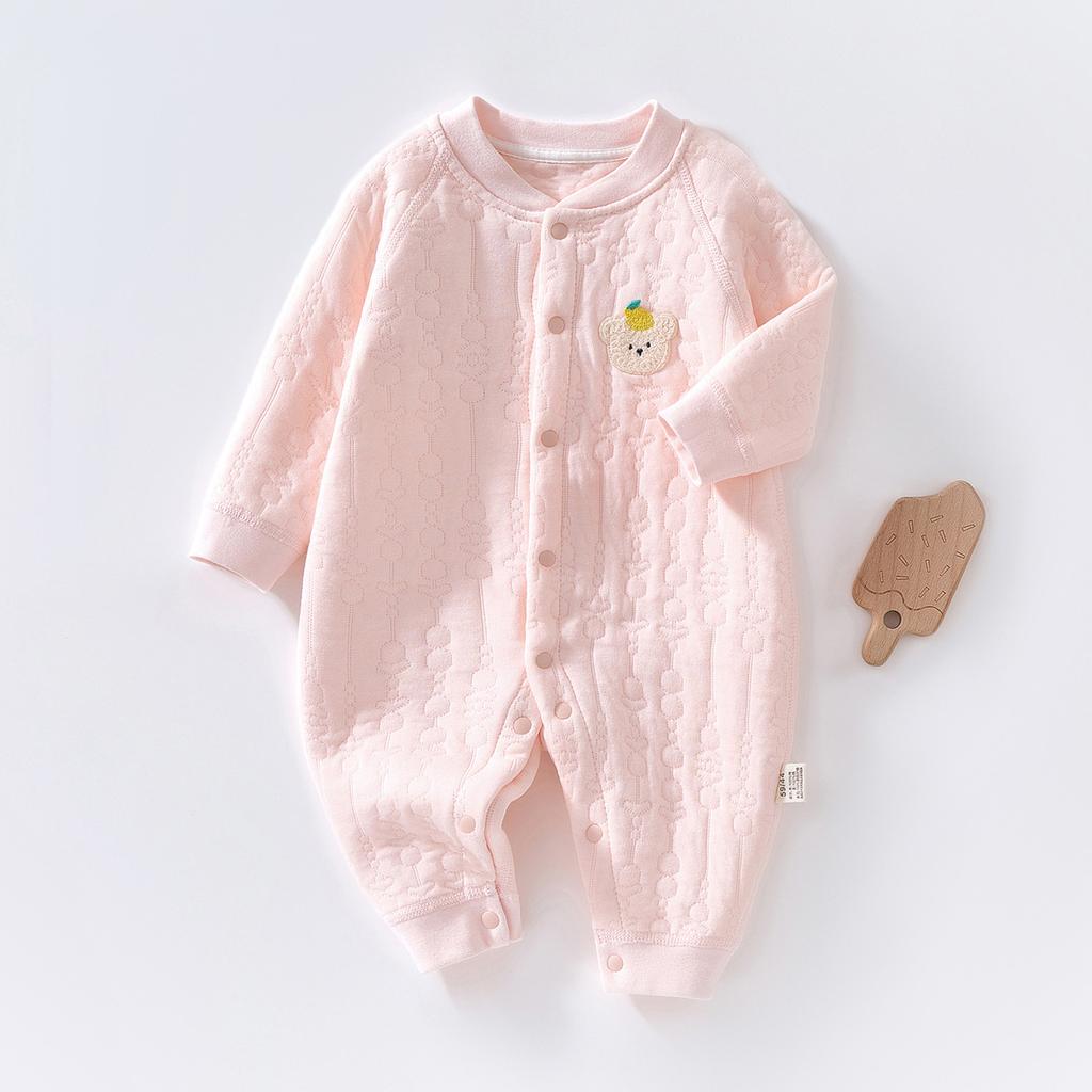 Newborn Baby Clothes Warm Cotton Quilted Romper Long Sleeve Infant Onesie Autumn Winter Thickened Outfit