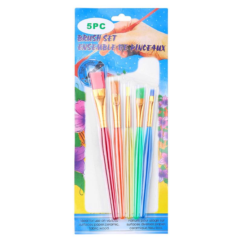 Children s Candy Color Paint Brushes Set - 5 Transparent Handle Brushes for Watercolor & Gouache 5-piece colored transparent handle brushes