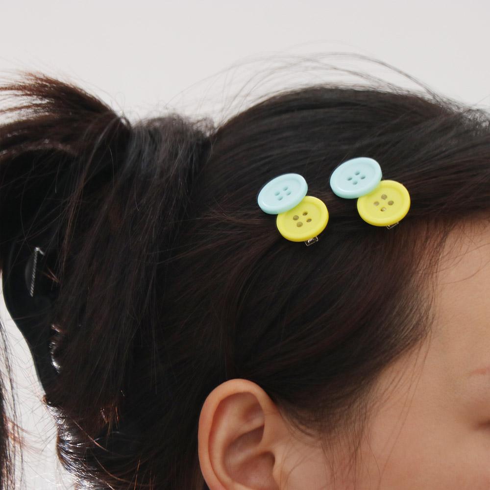 2pcs Sweet Candy Color Hair Clip Non-Slip Cute Barrettes Lovely Button Shape Hairpins Broken Hair