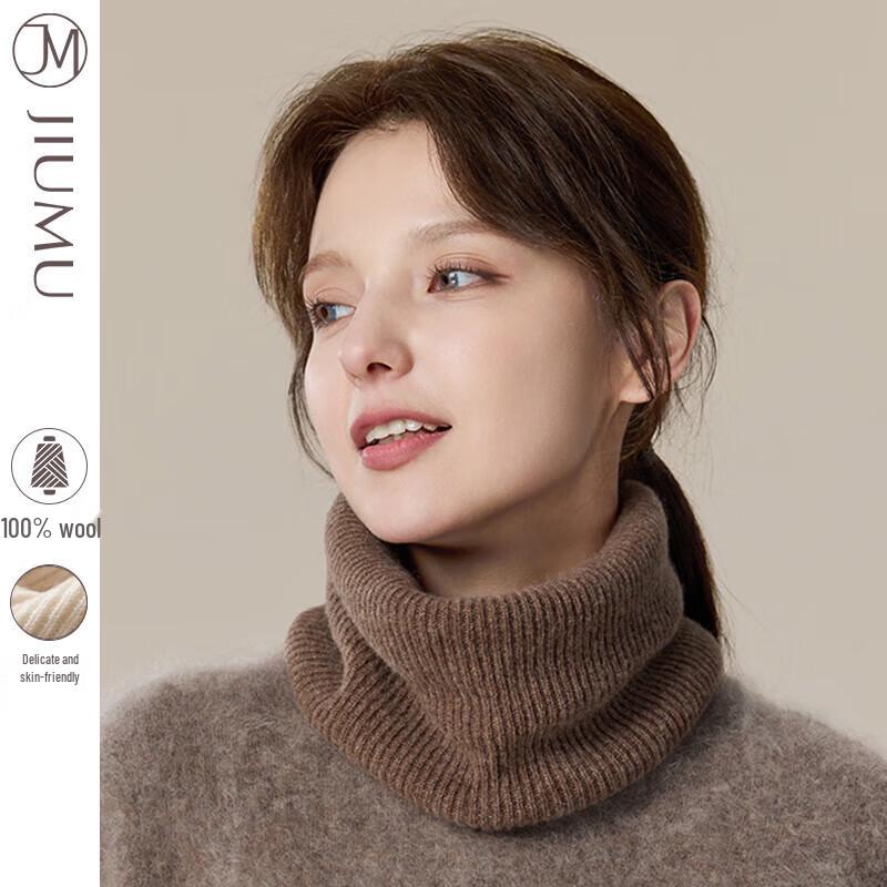 JIUMU Women's Pure Wool Neck Warmer Scarf