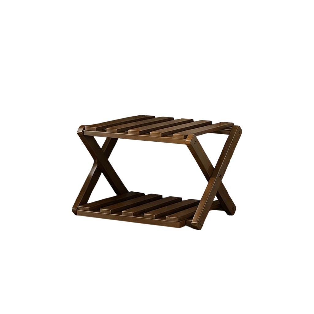 Shoe Rack Organizer,  Natural Or Tea Color, No-Tool Assembly, Foldable Storage Shelf