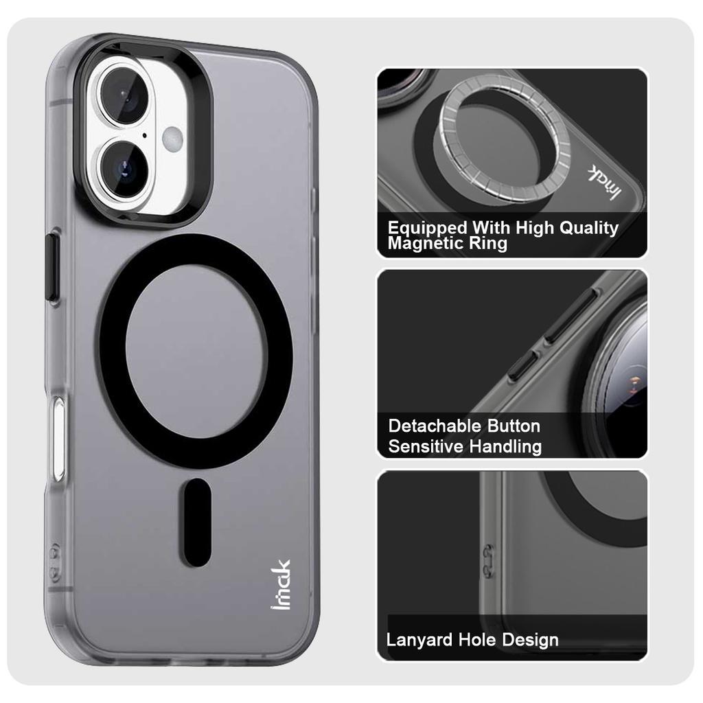 IMAK For iPhone 16 Case Compatible with MagSafe Candy Color Anti Drop TPU+PET Back Cover