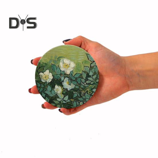 Saugfähige Unterlage für Kieselalgen-Schlammwaschbecken, Tassenuntersetzer, rutschfest, isolierend, rutschfest, wasserabsorbierend, verbrühungshemmend, Tischdekoration, Tasse mit Blumendruck