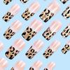 24Pcs Press On Nail Glitters Leopard Designs Full Cover Acrylic False Nail Artificial Nail Manicure Nail Art for Women